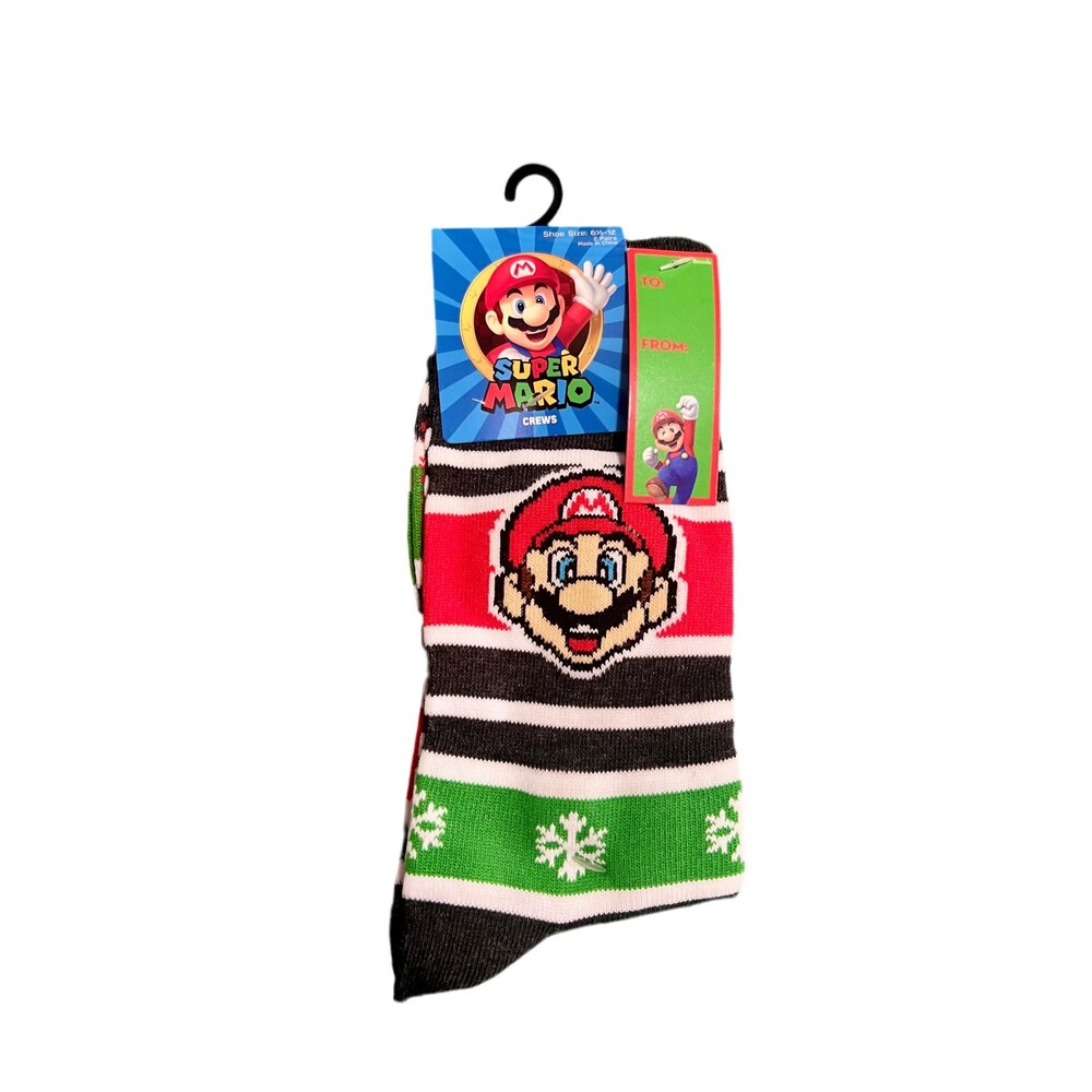 Super Mario Bros Men's Holiday Crew Socks - 2 Pack